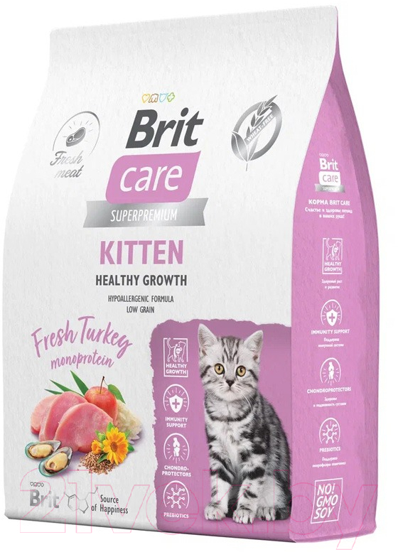 Сухой корм для кошек Brit Care Cat Kitten Healthy Growth с индейкой / 5066063