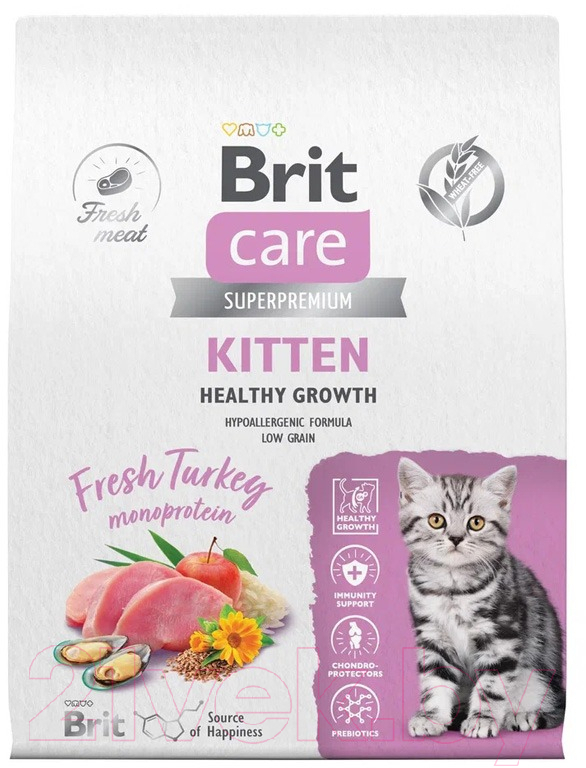 Сухой корм для кошек Brit Care Cat Kitten Healthy Growth с индейкой / 5066063