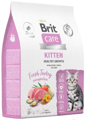 Сухой корм для кошек Brit Care Cat Kitten Healthy Growth с индейкой / 5066063 (7кг)