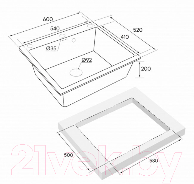 Мойка кухонная Paulmark PM106052-AN