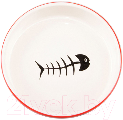Миска для животных Mr. Kranch С рыбками / MKR211208 (красно-белый)