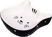 Миска для животных Mr. Kranch Мордочка кошки / MKR020159 (черный/белый) - 