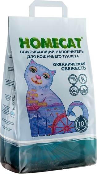 Наполнитель для туалета Homecat Океаническая свежесть Впитывающий / 81099 (10л/5кг)