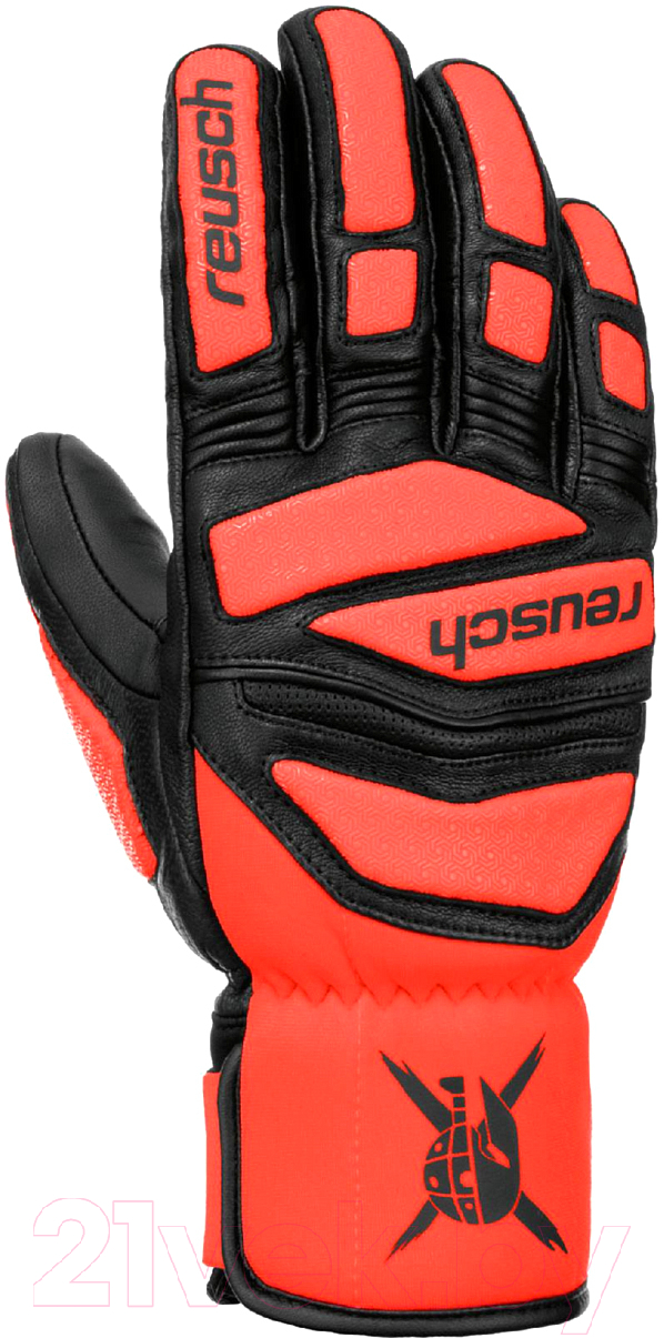 Перчатки лыжные Reusch Worldcup Warrior Dh / 6211119-7809 (р-р 10, Black/Fluo Red)