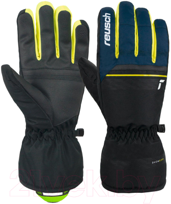Перчатки лыжные Reusch Snow King / 6201198-7800 (р-р 6.5, Black/Dress Blue/Safety Yellow)