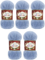 Набор пряжи для вязания Alize Kid Royal 62% мохер, 38% полиамид / 40 (500м, голубой, 5 мотков) - 