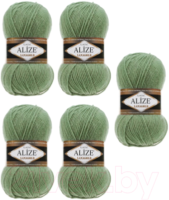 Набор пряжи для вязания Alize Lanagold 49% шерсть, 51% акрил / 180 (240м, серебряная сосна, 5 мотков)