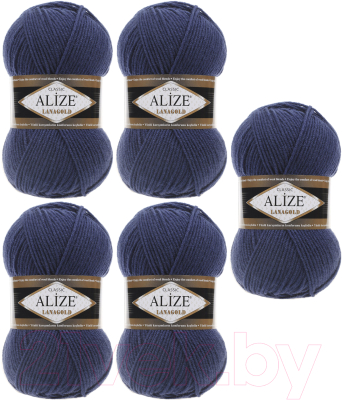 Набор пряжи для вязания Alize Lanagold 49% шерсть, 51% акрил / 215 (240м, черника, 5 мотков)