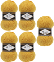 Набор пряжи для вязания Alize Lanagold 49% шерсть, 51% акрил / 216 (240м, желтый, 5 мотков) - 