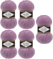 Набор пряжи для вязания Alize Lanagold 49% шерсть, 51% акрил / 28 (240м, сухая роза, 5 мотков) - 