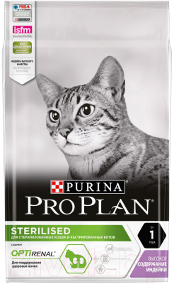 Сухой корм для кошек Pro Plan Sterilised с индейкой (12кг)