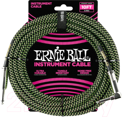 Изображение товара Кабель гитарный Ernie Ball P06077 (черный/зеленый)