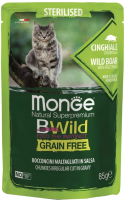 Влажный корм для кошек Monge BWild Grain Free из мяса дикого кабана с овощами (пауч, 85г) - 