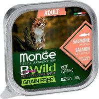 Влажный корм для кошек Monge BWild Grain Free из лосося с овощами, ламистер (100г) - 