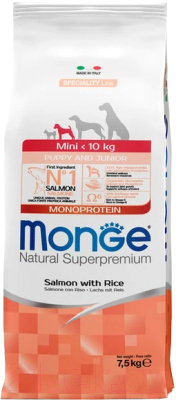 Сухой корм для собак Monge Speciality Line Monoprotein с лососем и рисом (7.5кг)