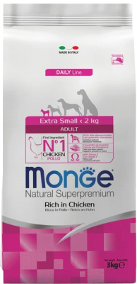 Сухой корм для собак Monge Daily Line Extra Small с курицей (3кг)