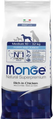 Сухой корм для собак Monge Daily Line Medium Puppy с курицей (12кг)