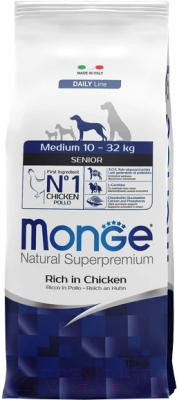 Сухой корм для собак Monge Daily Line Medium для пожилых собак с курицей (12кг)