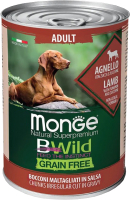 Влажный корм для собак Monge BWild Grain Free с ягненком, тыквой и кабачками (400г) - 