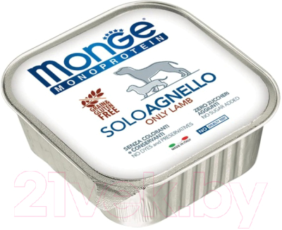 Влажный корм для собак Monge Monoprotein с ягненком и ламистер (150г)