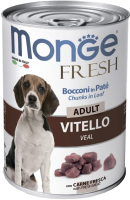 Влажный корм для собак Monge Fresh Chunks In Loaf мясной рулет с телятиной (400г) - 