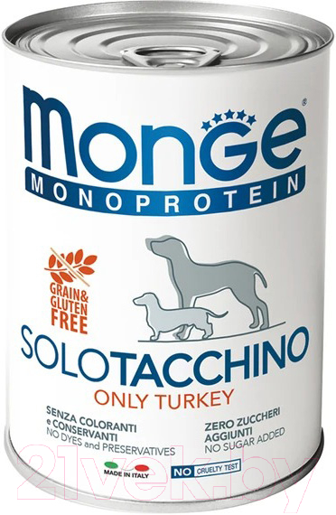 Влажный корм для собак Monge Monoprotein с индейкой (400г)