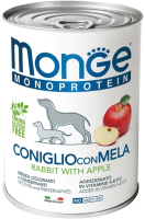Влажный корм для собак Monge Natural Monoprotein с кроликом, рисом и яблоками (400г) - 