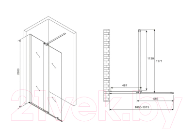Купить Душевая стенка Abber Immer Offen AG09100B  