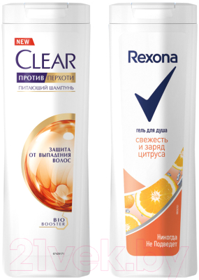 Набор косметики для тела и волос Rexona Clear Women 2023 Шампунь 200мл+Гель для душа 200мл