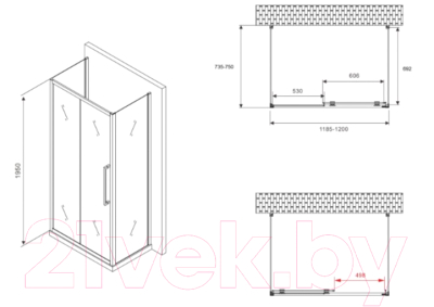 Душевой уголок Abber Schwarzer Diamant AG30120BH-S75B-S75B