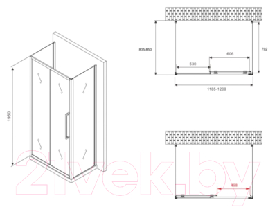 Душевой уголок Abber Schwarzer Diamant AG30120BH-S85B-S85B