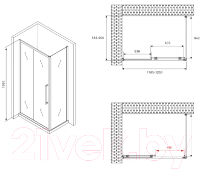 Купить Душевой уголок Abber Schwarzer Diamant AG30120BMH-S90BM в Витебске