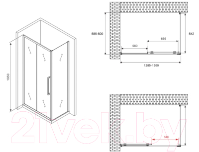 Душевой уголок Abber Schwarzer Diamant AG30130BH-S60B