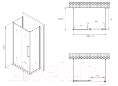 Душевой уголок Abber Schwarzer Diamant AG30130BH-S85B-S85B