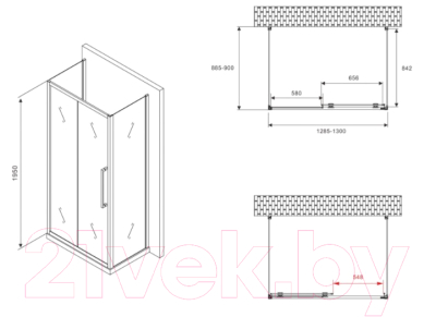 Купить Душевой уголок Abber Schwarzer Diamant AG30130BMH-S90BM-S90BM в Борисове
