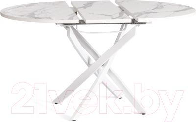 Обеденный стол Tetchair Manzana 100x100+30x75 (мрамор светлый/белый)