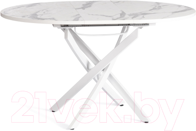Обеденный стол Tetchair Manzana 100x100+30x75 (мрамор светлый/белый)