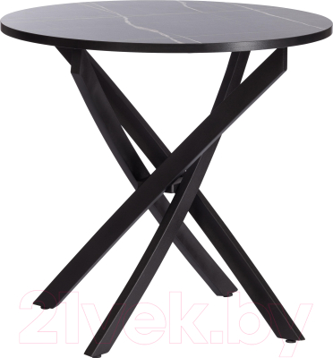 Обеденный стол Tetchair Manzana 80x80x75 (мрамор черный/черный)