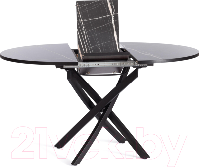 Обеденный стол Tetchair Manzana 100x100+30x75 (мрамор черный/черный)