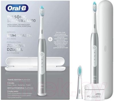 Электрическая зубная щетка Oral-B Pulsonic Slim Luxe 4500 с кейсом S411.526.3X (платиновый)