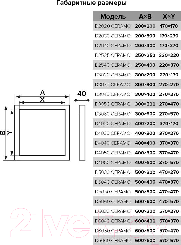 Люк ревизионный Evecs D5050 Ceramo