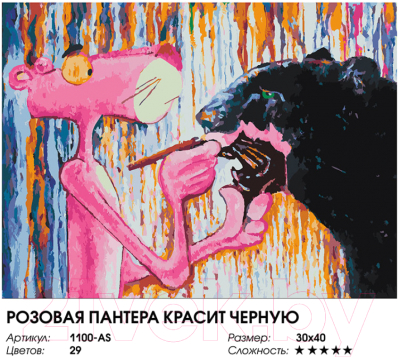 Картина по номерам БЕЛОСНЕЖКА Розовая пантера красит черную / 1100-AS 