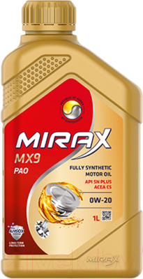 Моторное масло MIRAX MX9 0W20 С5 SN Plus (1л)