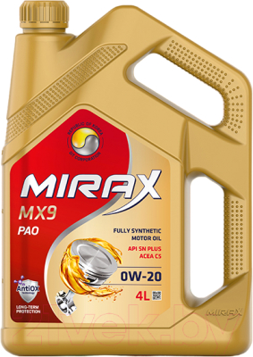 Моторное масло MIRAX MX9 0W20 С5 SN Plus (4л)