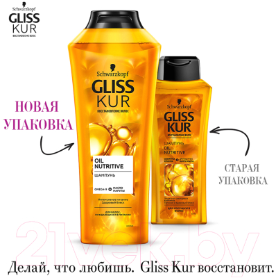 Шампунь для волос Gliss Kur Oil Nutritive для секущихся волос (400мл)
