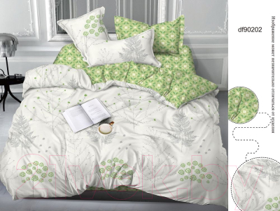 Комплект постельного белья LUXOR №90202 A/B (K) Семейный с наволочками 50x70 (салатовый/зеленый, сатин)