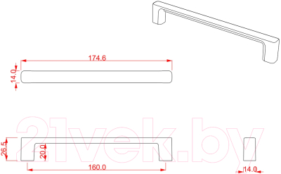 Ручка для мебели Cebi A1105 PC27 (160мм, антрацит полимер)