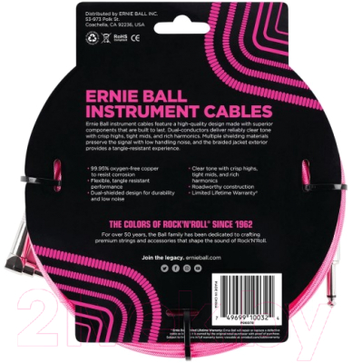 Изображение товара Кабель гитарный Ernie Ball P06078 (Neon Pink)