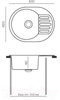 Мойка кухонная QuartzBond 610 (платина, с сифоном C.H.370-11-01)
