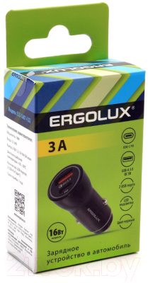 Адаптер питания автомобильный Ergolux ELX-CA01-C02